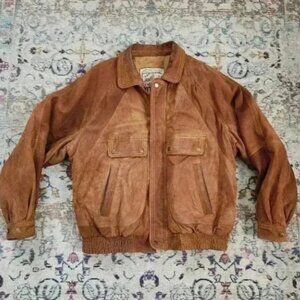 New Zealand Outback Men's Vintage 90's Brown 100% Leather Bomber Jacket, sz XL